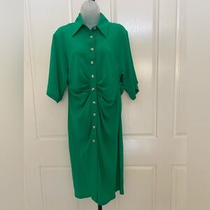 Silk & Salt Green Button-Down Midi Dress Sz L